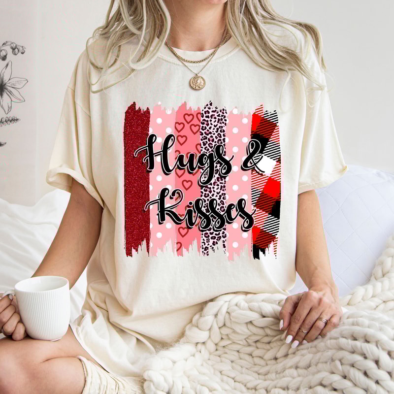 Comfort Colors® Hugs & Kisses Shirt, Valentine Hugs T-shirt, Kisses Valentine Shirt, Love Shirt, Valentines Day T-Shirt, Gift for Beloved.jpg
