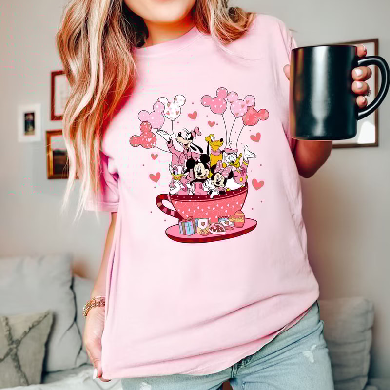 Comfort Colors® Mickey and Friend Valentines Day Shirt, Disney Valentine's Day T-Shirt, Mickey & Co Valentines Day T-Shirt, Disney Cup Shirt.jpg