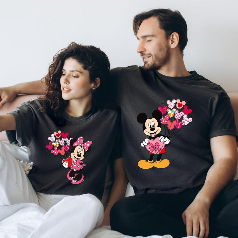 Comfort Colors® Mickey and Minnie Couple Valentines Day Shirt, Mickey Balloon Valentines Day T-Shirt, Gift For Lover, Valentine's Day Shirt.jpg
