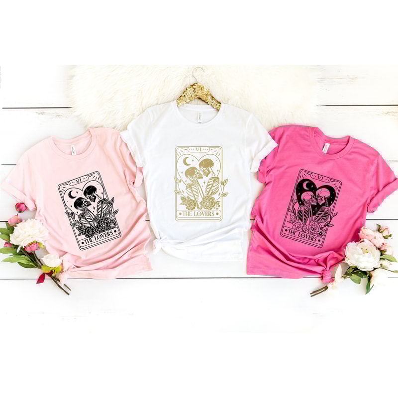 Comfort Colors® Skeleton Shirt, Tarot Card Skeleton Shirt, Valentine's Day T-Shirt, Valentines Tarot Shirt, The Lovers Shirt, Unisex T-Shirt.jpg