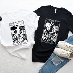 comfort colors the lovers shirt, skeleton lovers tarot card tee, mystical tarot card shirt, tarot card valentines day sh