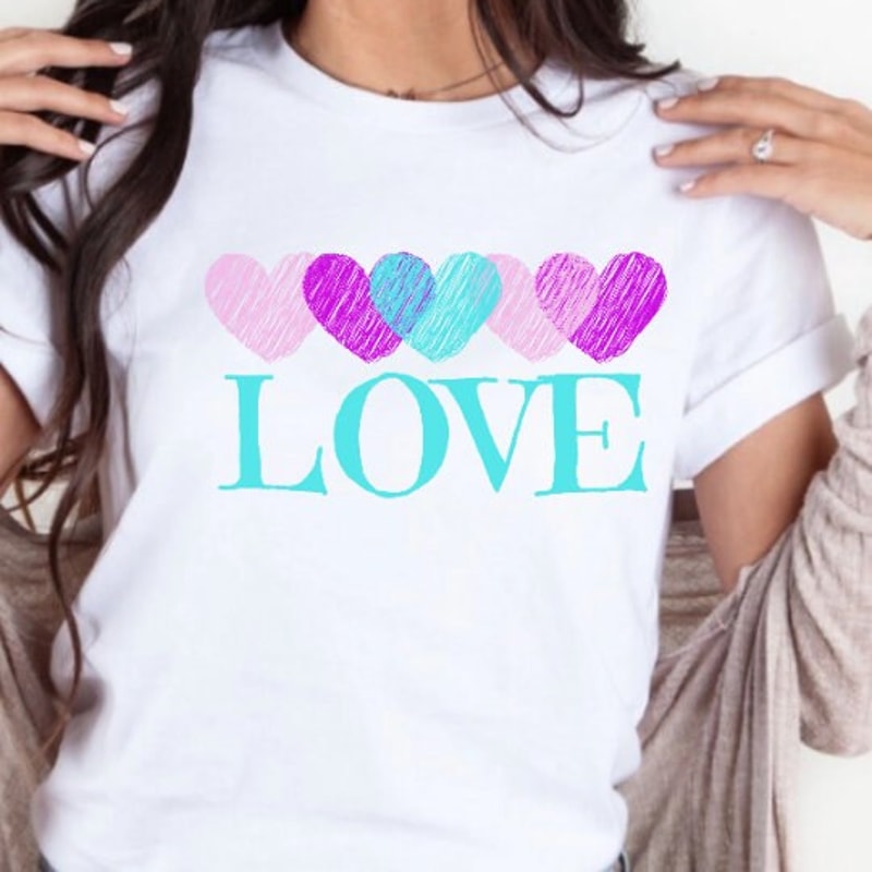 Love Happy Valentine Day Shirt for Women Cute Valentine Sweatshirt Valentine Shirt Doodle Hearts Valentine Tshirt Womens Valentine Gift 1.jpg