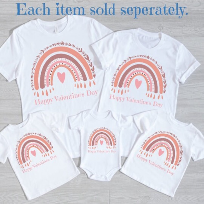 Matching Happy Valentines Day Shirt for Women Cute Valentines Tee for Family Girls Love Rainbow T-Shirt Women's Valentine's Tee for Family.jpg