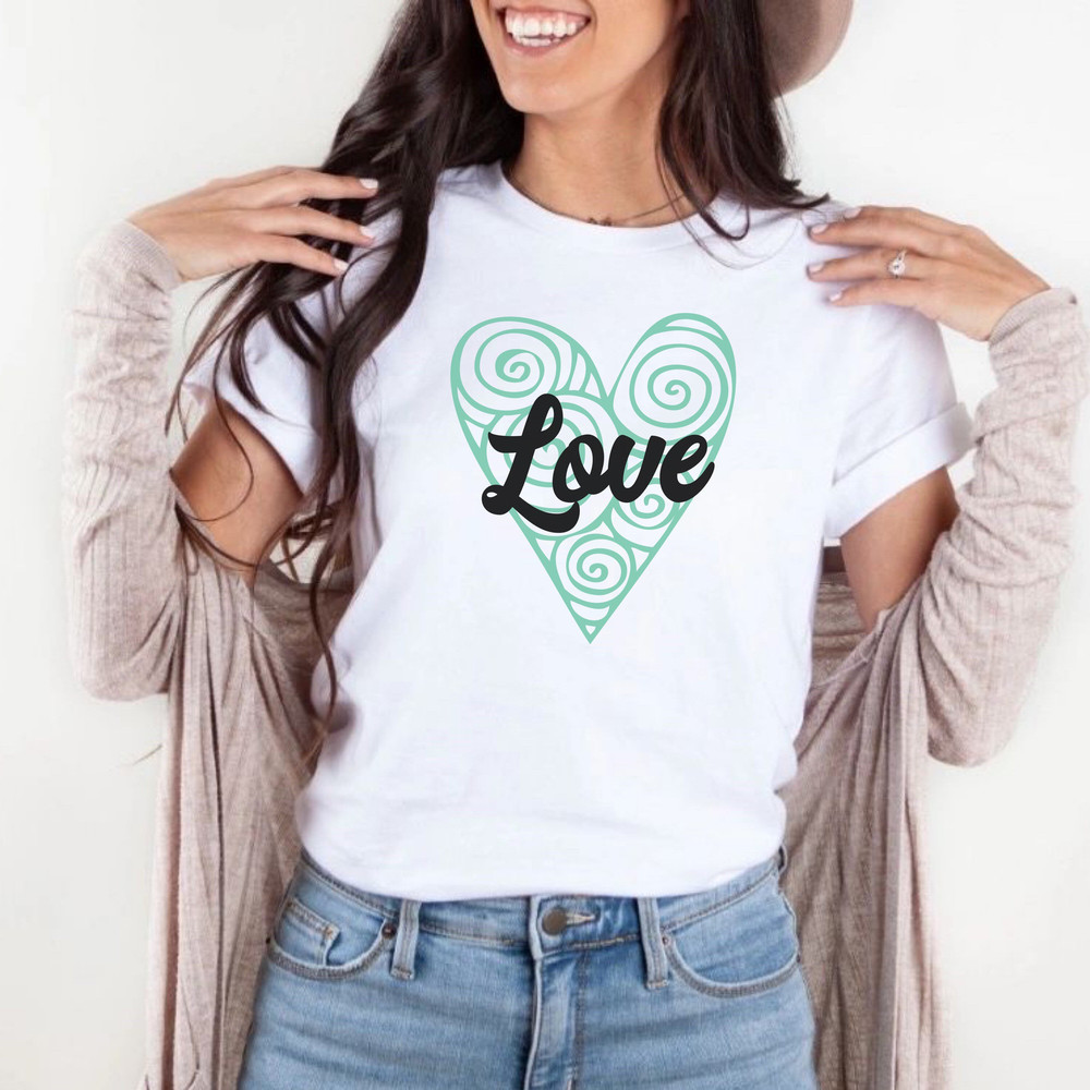Tribal Heart TShirt Cute Boho Valentines Tee Heart Love Swirly Heart T-Shirt Women's Valentine's Tee Girlfriend Gift for Wife Unique Shirt.jpg