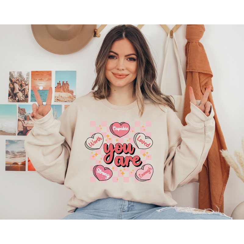 Cute Teacher Valentine Sweatshirt, Retro Heart Sweatshirt, Women's Valentines Day Sweatshirt, Love Valentine Sweatshirt, Christmas Gift Tee.jpg