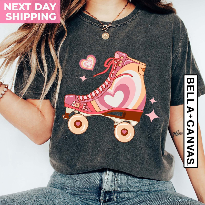 Just Roll With It T-Shirt, Roller Skating Shirt, Retro Vintage Roller Shirt, Let's Roll Girls Shirt, Roller Girl T-Shirt, Valentine Shirt.jpg