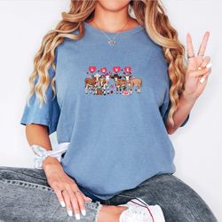comfort colors, farm valentine tshirt, highland cow valentine tshirt, valentines day shirt, cow lover, xoxo cow tshirt,