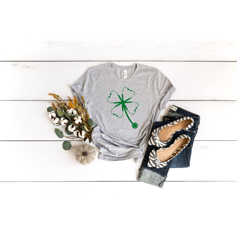 St. Patrick's Shirts, Nurse Shamrock Shirt, St Patrick's Day, Nurse Lucky Shirt, Shamrock Stethoscope Shirt.jpg