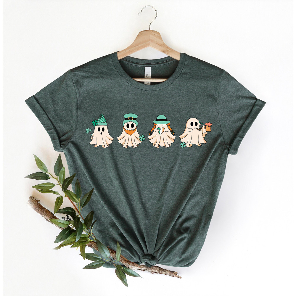 Ghost St Patrick's Day Shirt,Funny St Patricks Shirt,St Patty's Lucky Unisex Shirt,Irish Green Shamrock Tee,St Patrick Crewneck,Cute Ghost.jpg