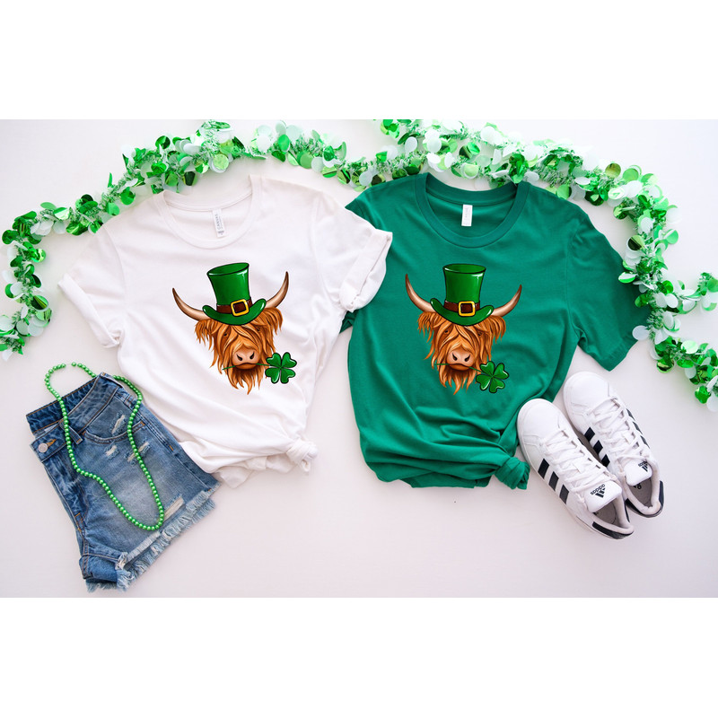 Highland Cow St Patrick's Day Shirt,St Patricks Day Shirt,Funny St Patrick Parade Shirt, St Paddy's Shamrock Shirt,Lucky Shirt,Funny Cow Tee.jpg