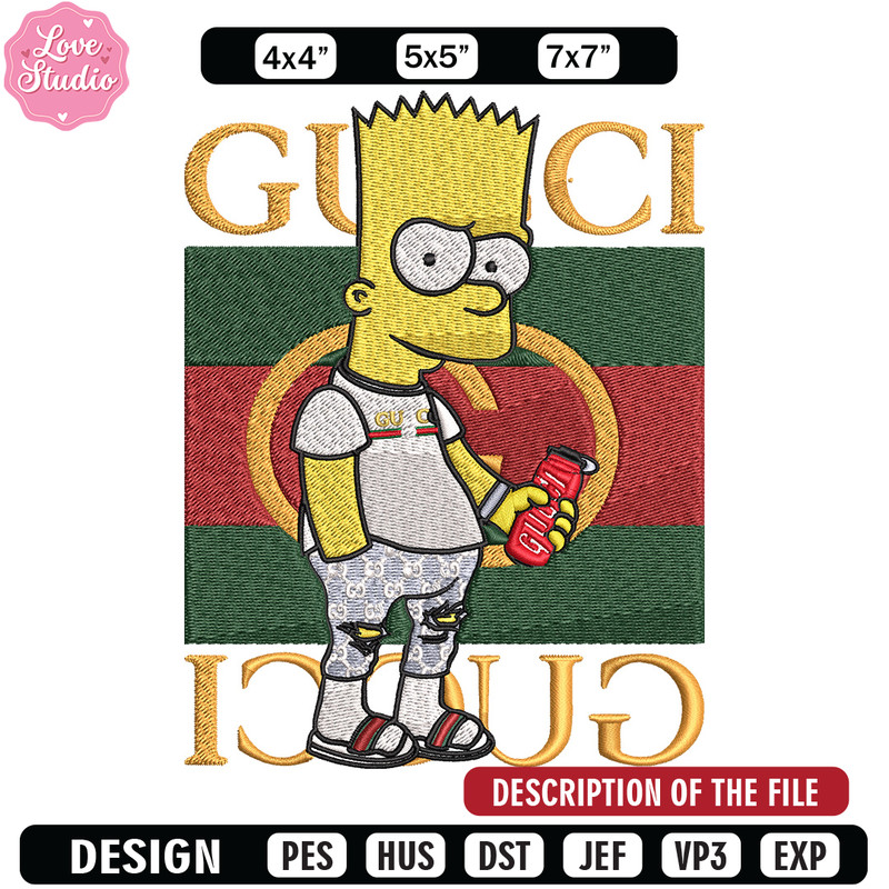 Bart gucci Embroidery Design, Gucci Embroidery, Embroidery File, Logo shirt, Sport Embroidery, Digital download.jpg