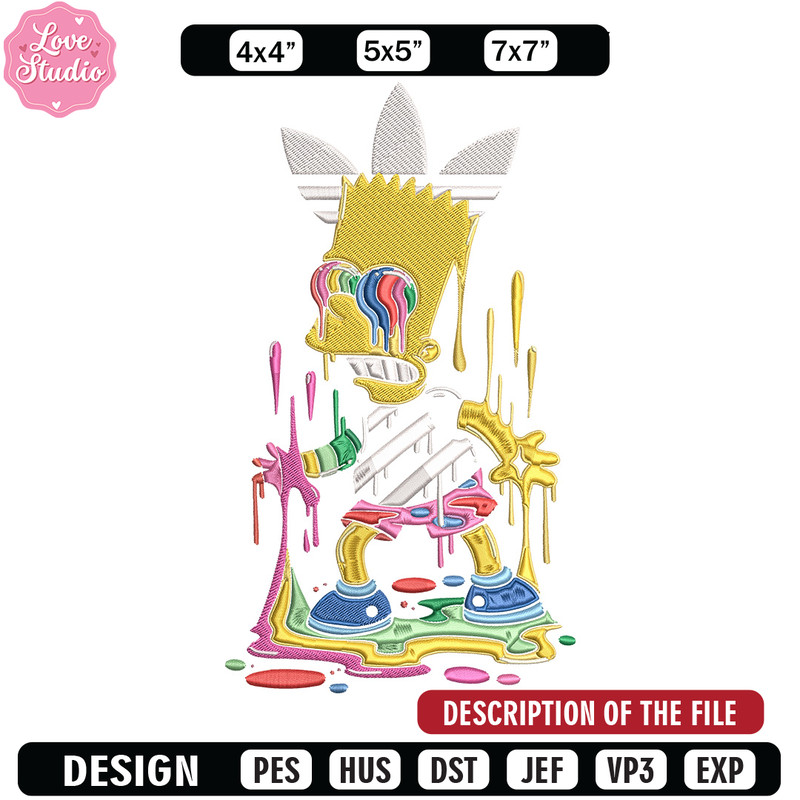 Bart simpson Embroidery Design, Simpson Embroidery, Embroidery File, Adidas Embroidery, Anime shirt, Digital download.jpg