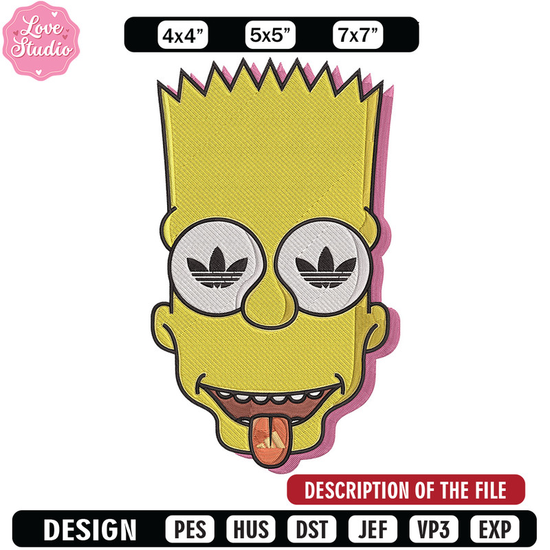 Bart x adidas Embroidery Design, Simpson Embroidery, Embroidery File, Adidas Embroidery, Anime shirt, Digital download.jpg