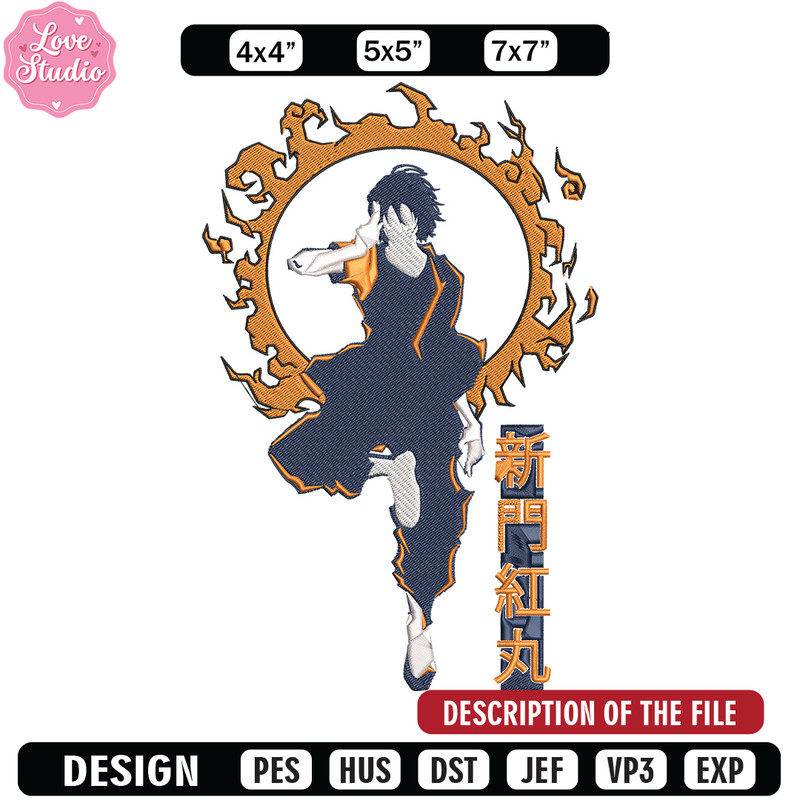 Benimaru Embroidery Design, Enen no Shouboutai Embroidery,Embroidery File,Anime Embroidery,Anime shirt,Digital download 1.jpg