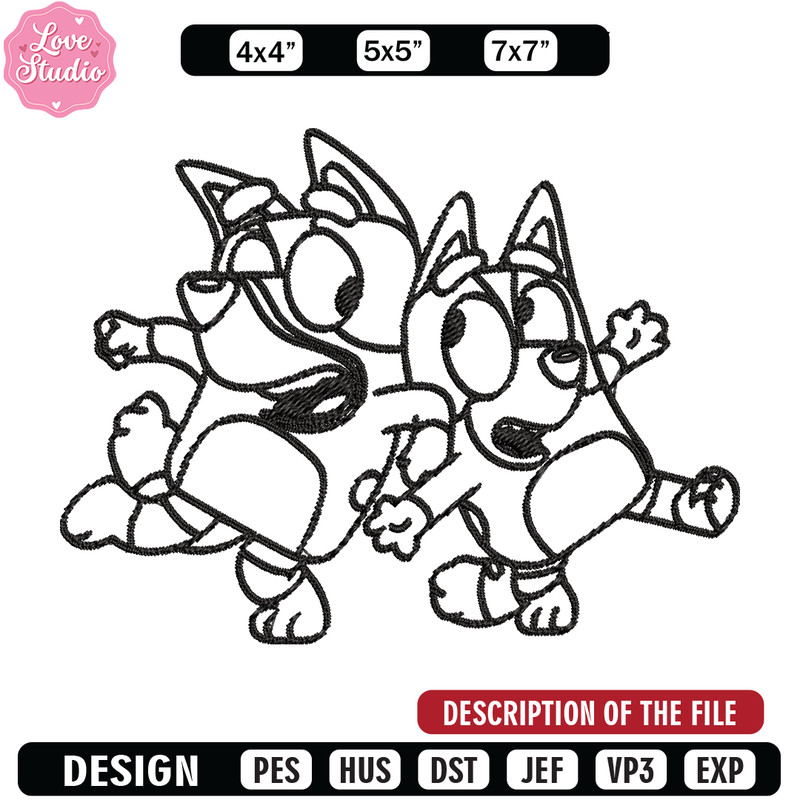 Bingo Bluey Coloring Pages Embroidery, Bluey Embroidery, Embroidery File, cartoon design, logo shirt, Digital download.jpg