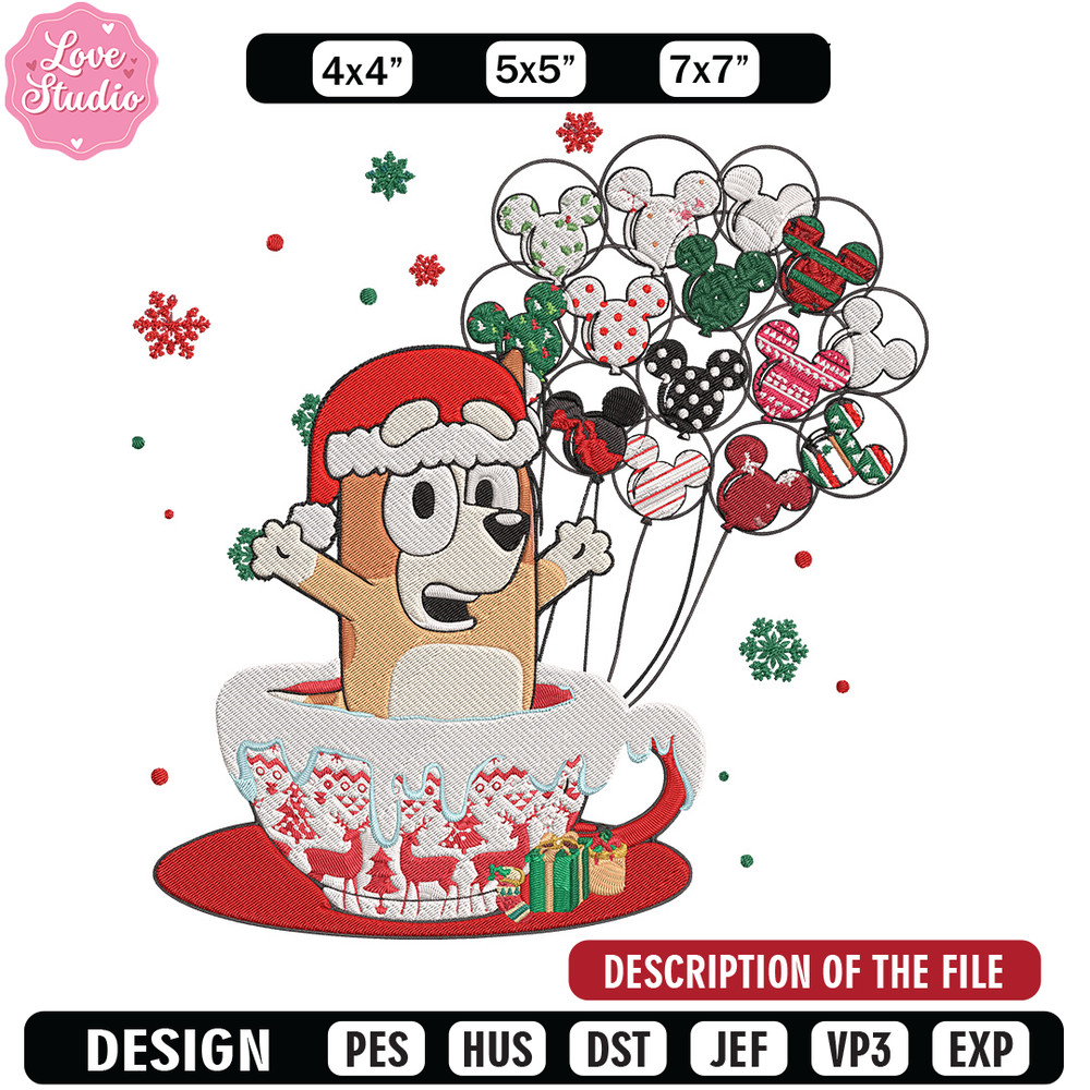 Bingo chrismas Embroidery Design, Bluey Embroidery, Embroidery File, Chrismas Embroidery, Anime shirt, Digital download.jpg