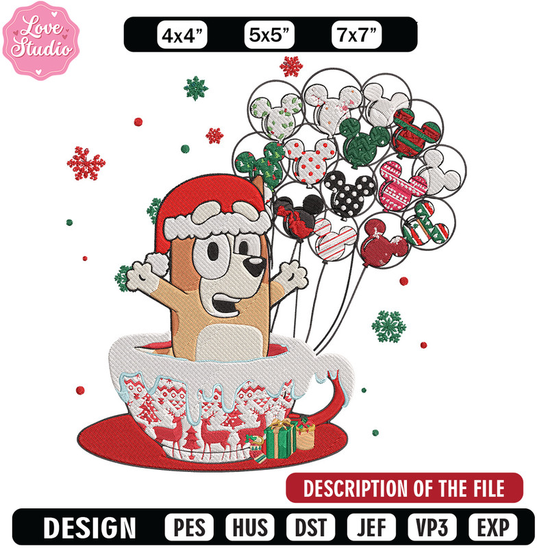 Bingo chrismas Embroidery Design, Bluey Embroidery, Embroidery File, Chrismas Embroidery, Anime shirt, Digital download.jpg