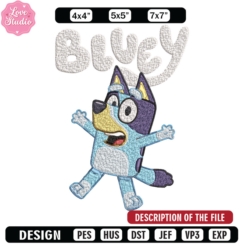 Bluey Embroidery, Bluey Cartoon Embroidery, cartoon Embroidery, cartoon shirt, Embroidery File, Instant download.jpg