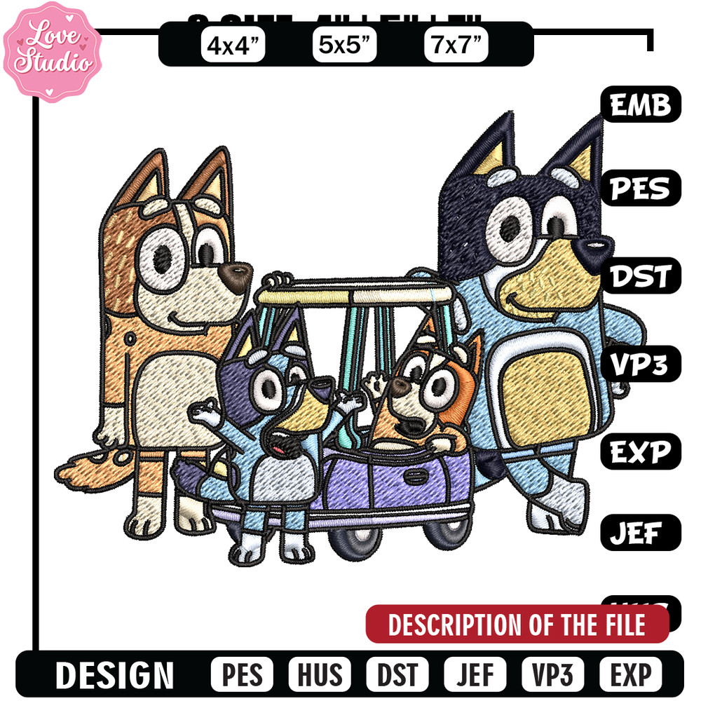 Bluey family embroidery design, Bluey Embroidery, Embroidery File, cartoon design, cartoon shirt, Digital download.jpg