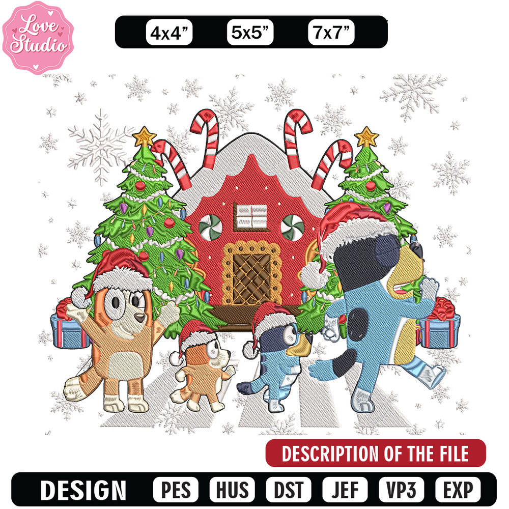 Bluey family Embroidery Design,Bluey Embroidery, Embroidery File, Chrismas Embroidery, Anime shirt, Digital download.jpg