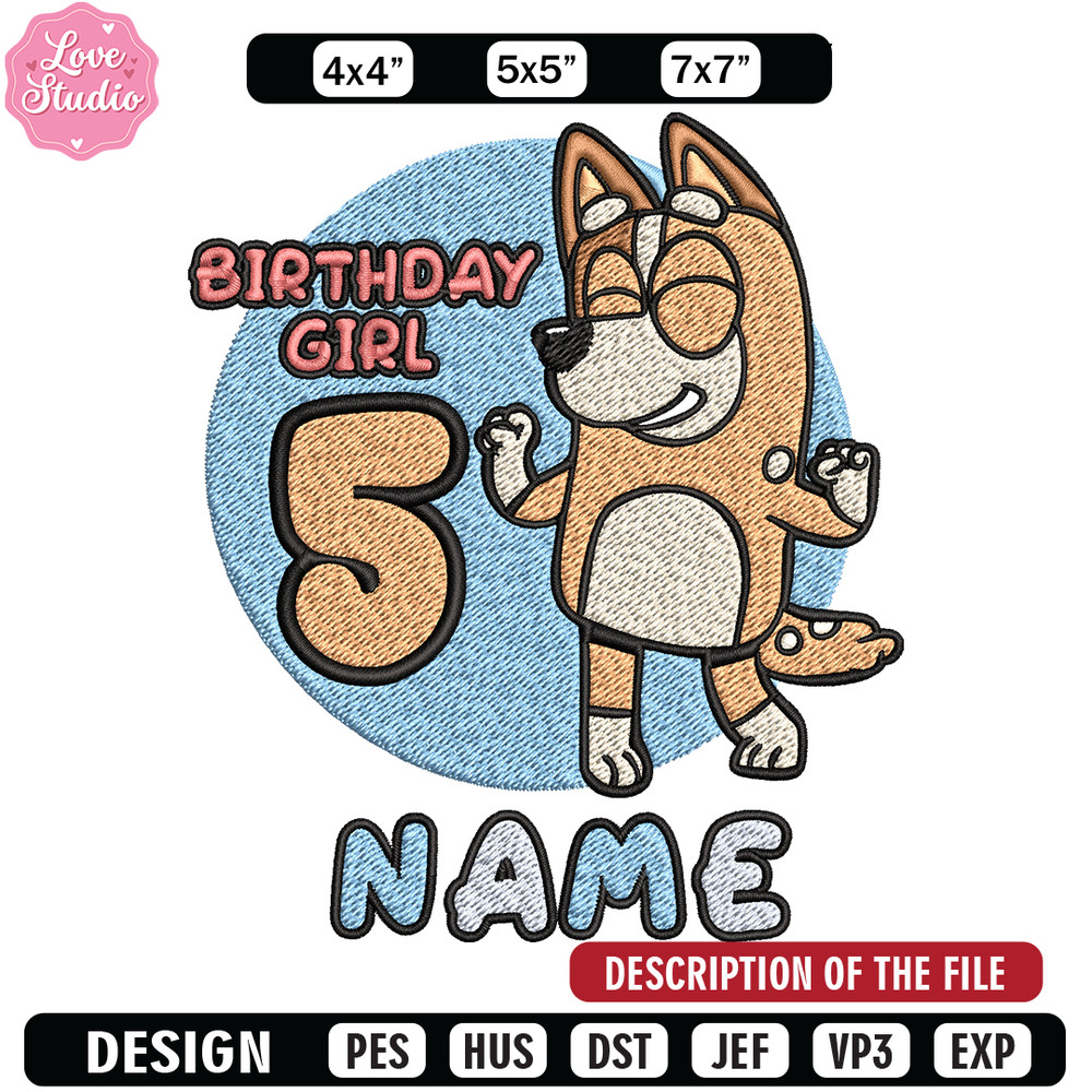 Bluey Mom Birthday Girl Embroidery, Bluey Embroidery, Embroidery File, cartoon shirt, cartoon design, Digital download 1.jpg