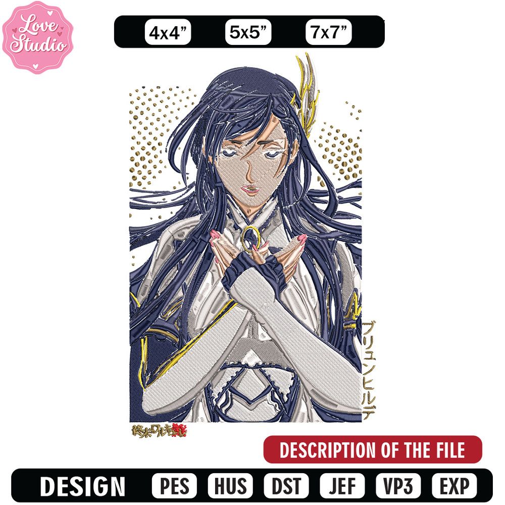 Brunhilde poster Embroidery Design, Ragnarok Embroidery, Embroidery File, Anime Embroidery, Anime shirt,Digital download.jpg