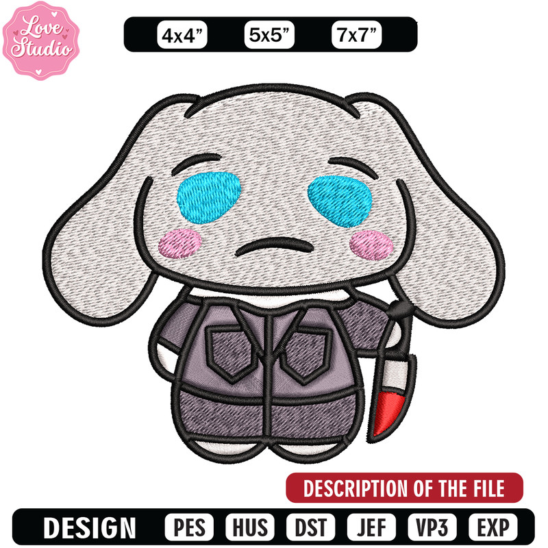 Bunny horror cartoon Embroidery design, Bunny horror Embroidery, logo design, Embroidery File, Instant download.jpg