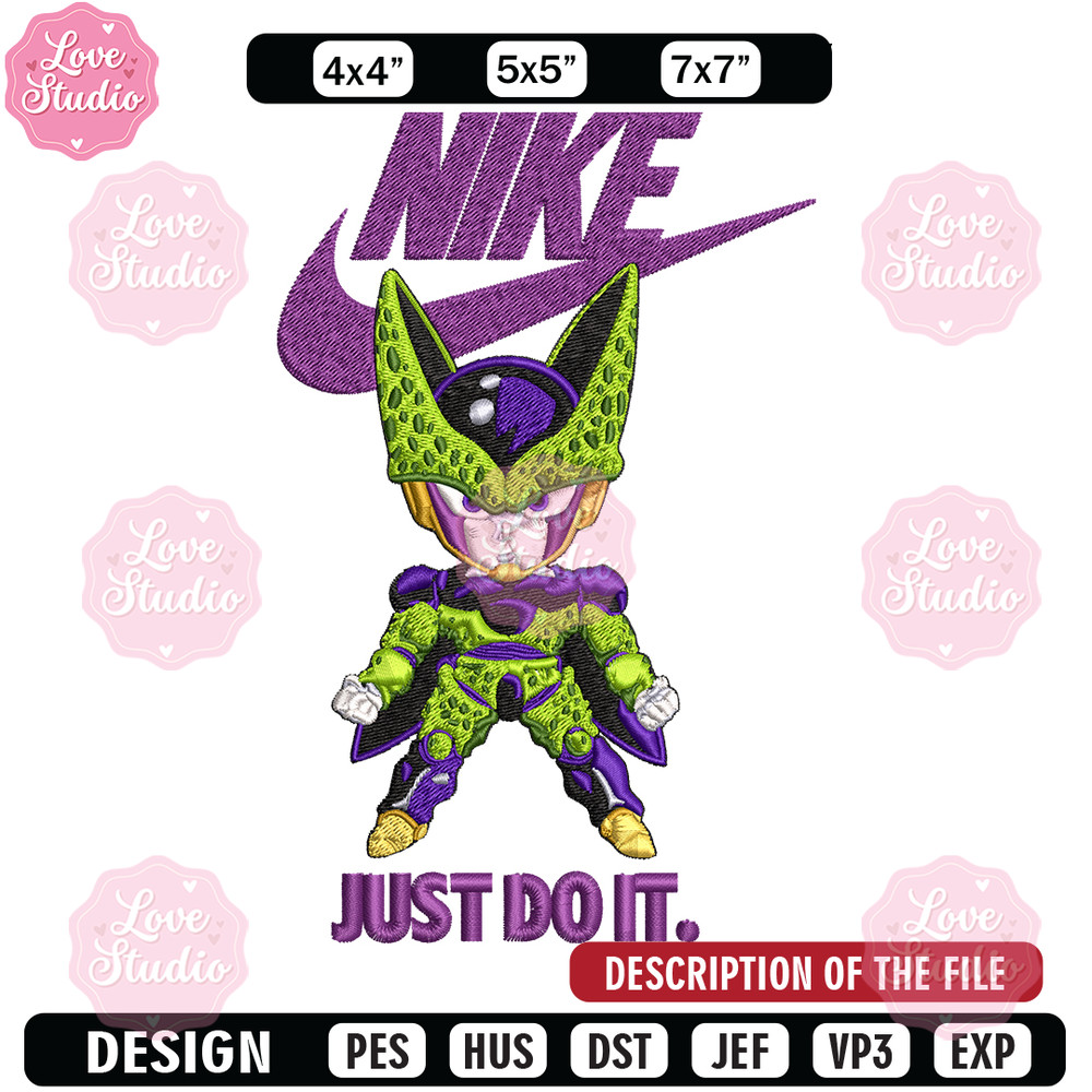 Cell dragon ball Embroidery design, dragon ball Embroidery, Nike design, Embroidery file, anime logo Instant download.jpg
