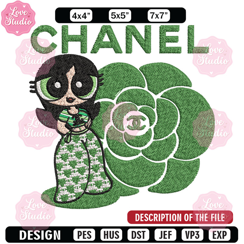 Chanel green girl Embroidery Design, Chanel Embroidery, Brand Embroidery, Embroidery File, Logo shirt, Digital download.jpg