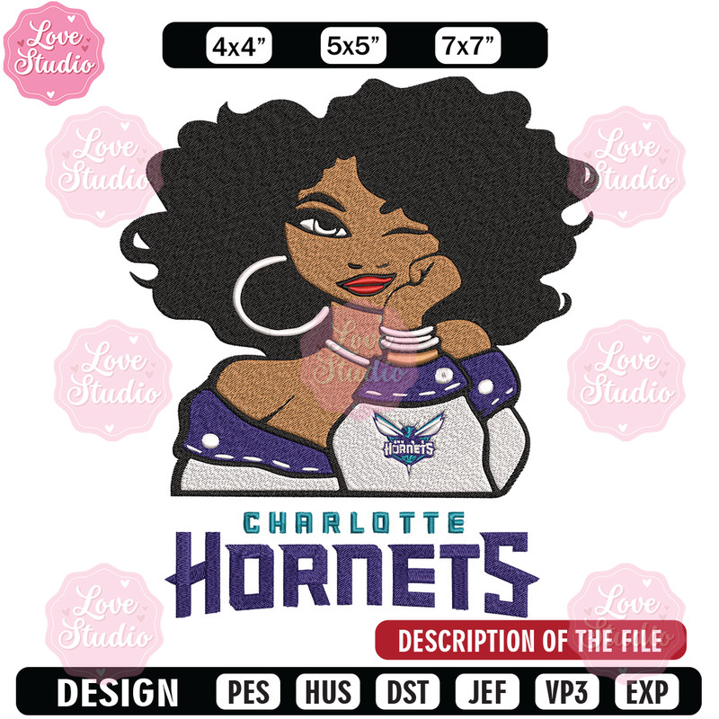 Charlotte Hornets girl embroidery design, NBA embroidery, Sport embroidery, Embroidery design, Logo sport embroidery.jpg