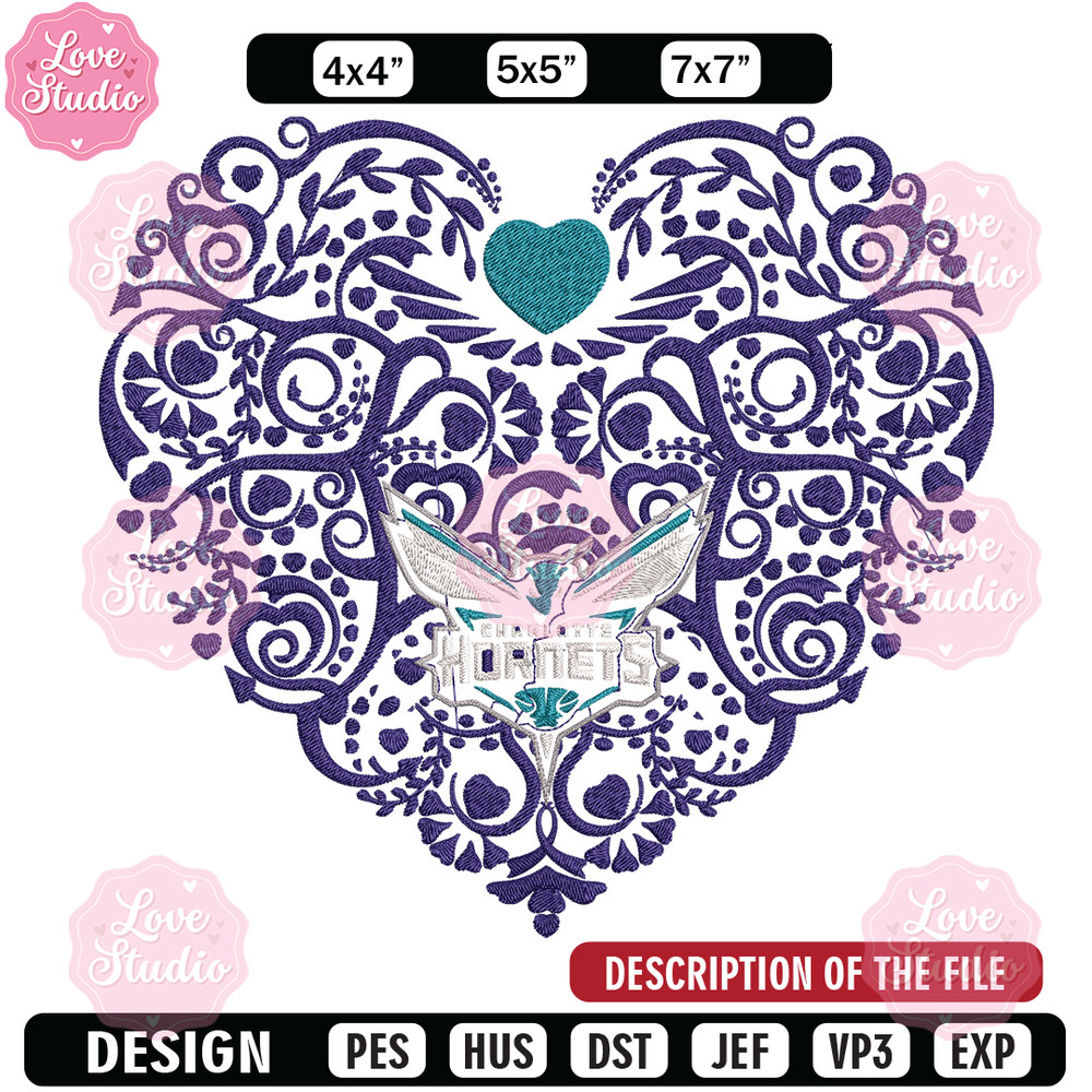 Charlotte Hornets heart embroidery design, NBA embroidery, Sport embroidery, Embroidery design, Logo sport embroidery.jpg