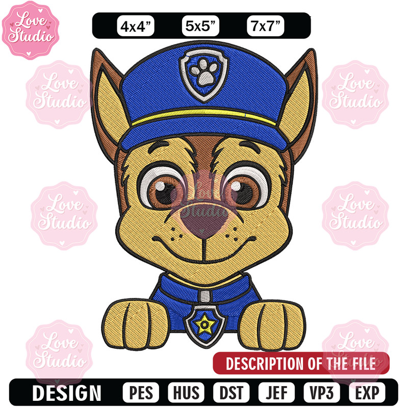Chase Embroidery Design, Paw Patrol Embroidery, Embroidery File, Anime Embroidery, Anime shirt, Digital download.jpg