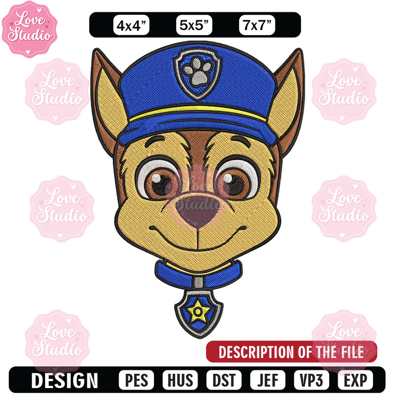 Chase dog Embroidery Design, Paw Patrol Embroidery, Embroidery File,Anime Embroidery, Anime shirt, Digital download.jpg