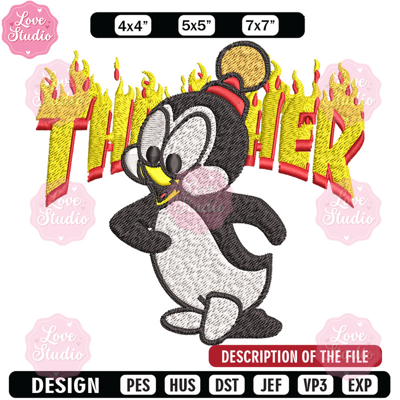 Chilly Willy Thrasher Embroidery design, Chilly Willy Embroidery, cartoon design, Embroidery File, Digital download.jpg