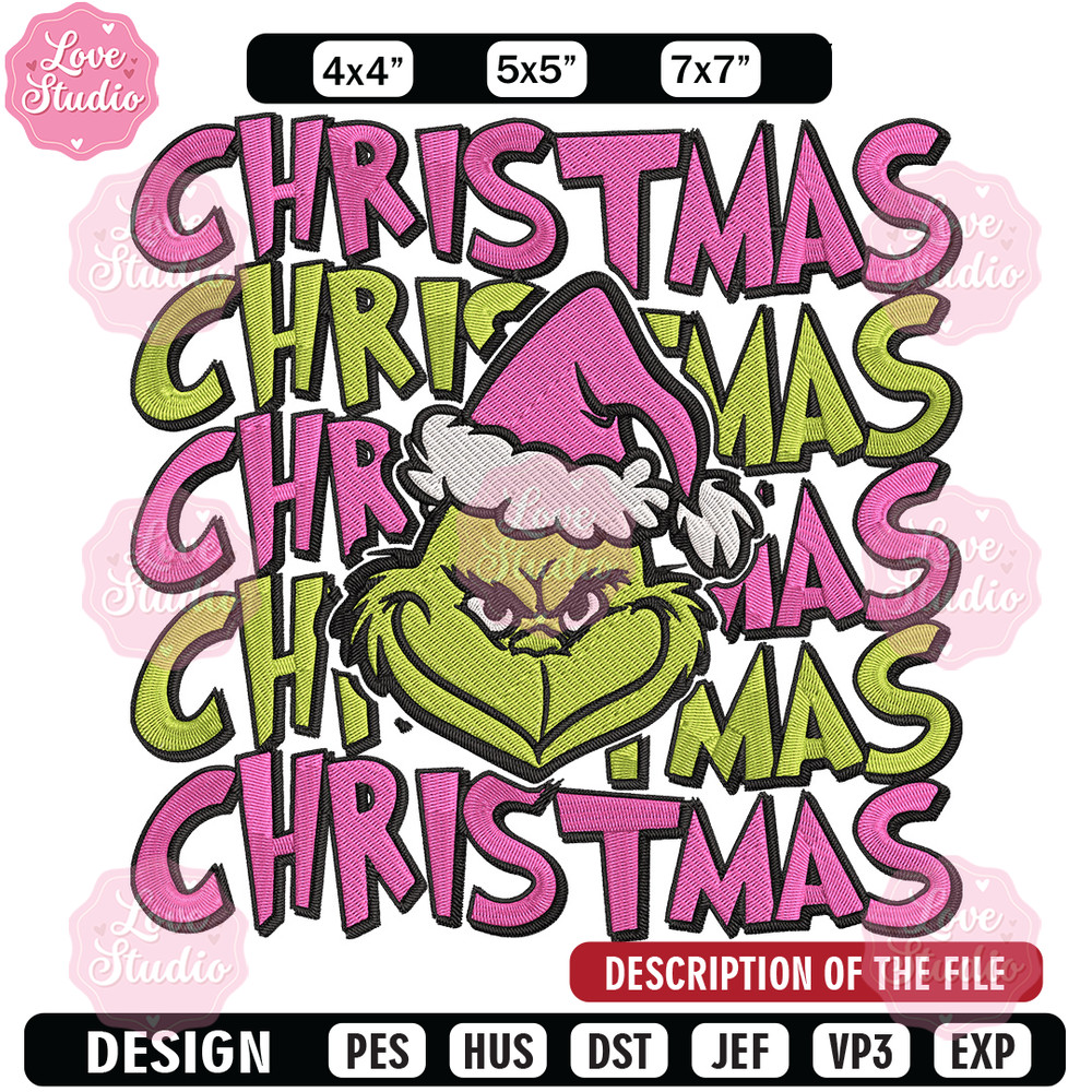 Chrismas Grinch Embroidery Design, Grinch Embroidery, Embroidery File, Chrismas Embroidery, Anime shirt,Digital download.jpg