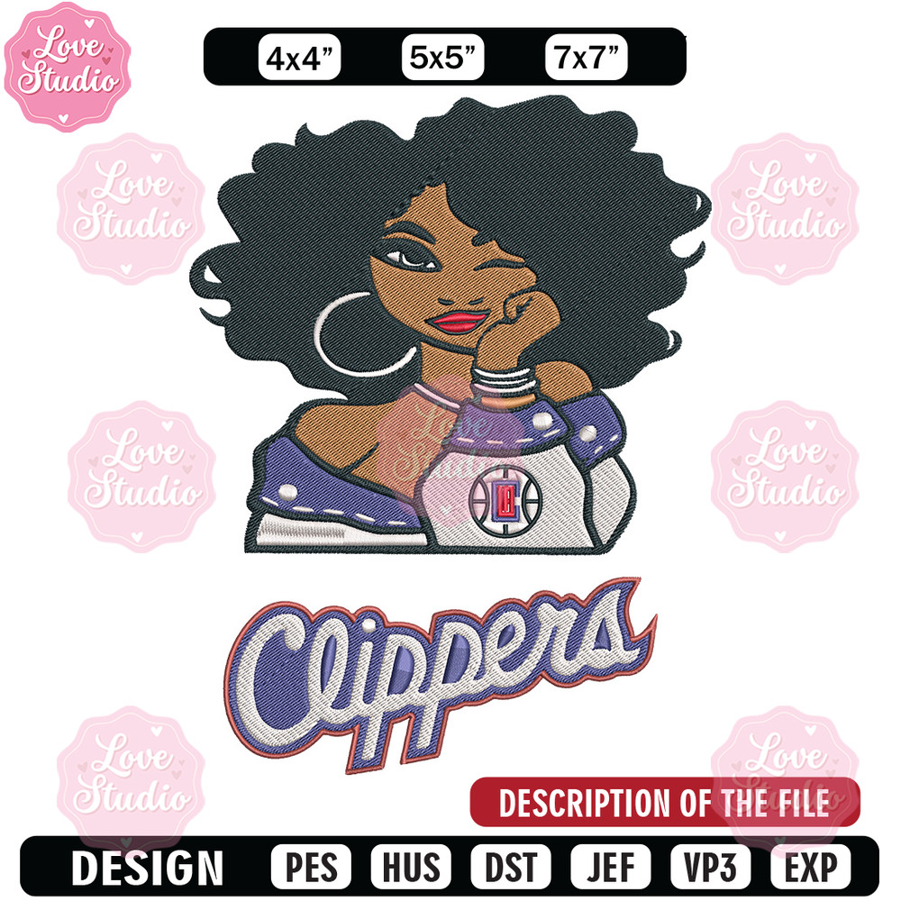 Clippers girl embroidery design, NBA embroidery,Sport embroidery,Embroidery design,Logo sport embroidery.jpg