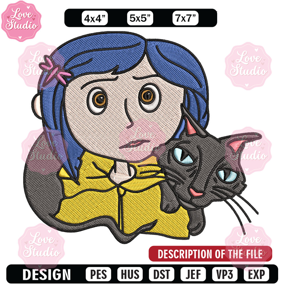 Coraline And Black Cat Embroidery Design, Coraline Embroidery, Embroidery File, Cartoon shirt, Digital download.jpg