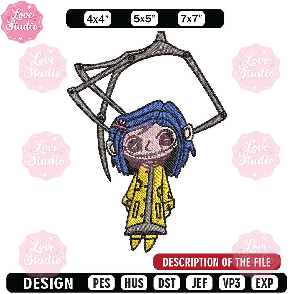 Coraline Horror Embroidery Design, Coraline Horror Embroidery, Embroidery File, Cartoon shirt, Digital download.jpg