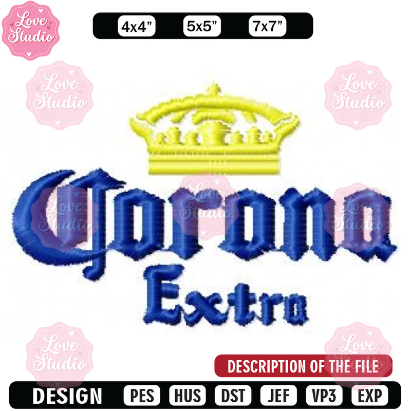 Corona extra embroidery design, Embroidery design, Sale design, Embroidered shirt, Logo Embroidered, digital download.jpg