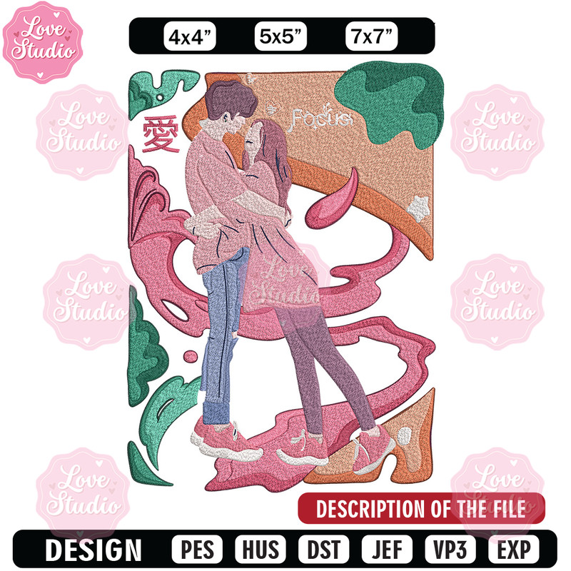 Couple poster Embroidery Design, Couple Embroidery, Embroidery File, Anime Embroidery, Anime shirt, Digital download.jpg