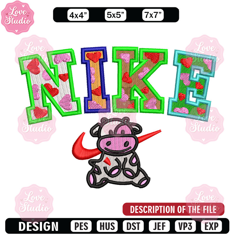 Cow color x nike embroidery design, Cow embroidery, Nike design, Embroidery shirt, Embroidery file, Digital download.jpg