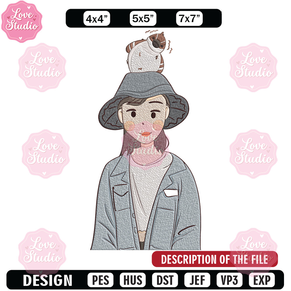 Cute girl Embroidery Design, Cartoon Embroidery, Embroidery File, Anime Embroidery, Anime shirt, Digital download.jpg