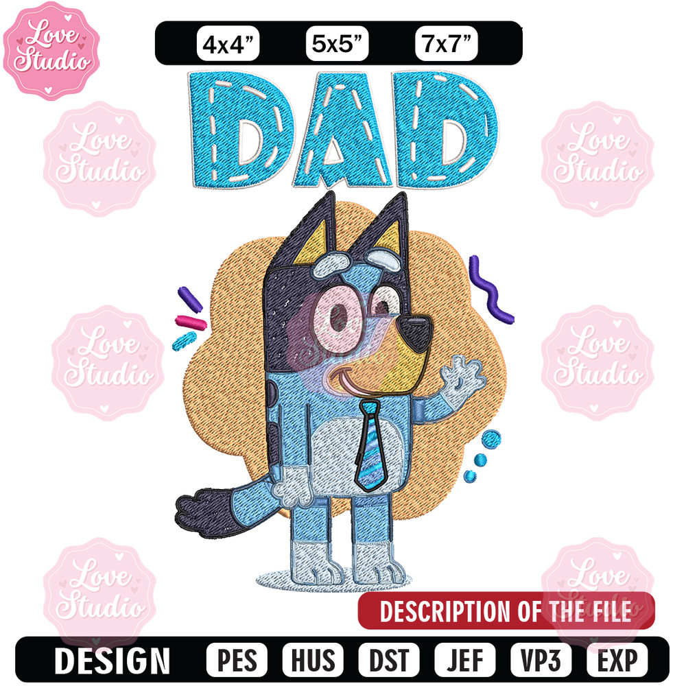 Dad Bluey Embroidery, Bluey Cartoon Embroidery, cartoon Embroidery, cartoon shirt, Embroidery File, Instant download.jpg