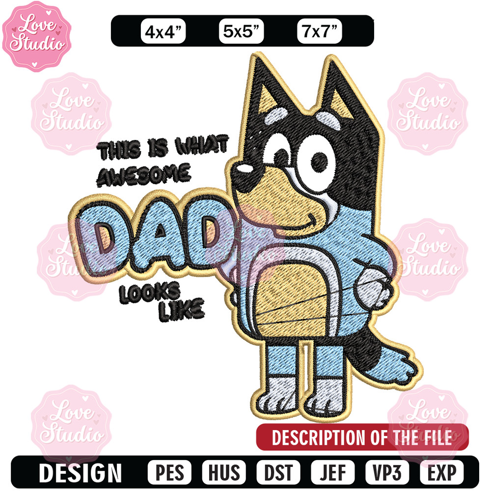 Dad bluey Embroidery, bluey Embroidery, Embroidery File, cartoon shirt, cartoon design, logo shirt, Digital download.jpg