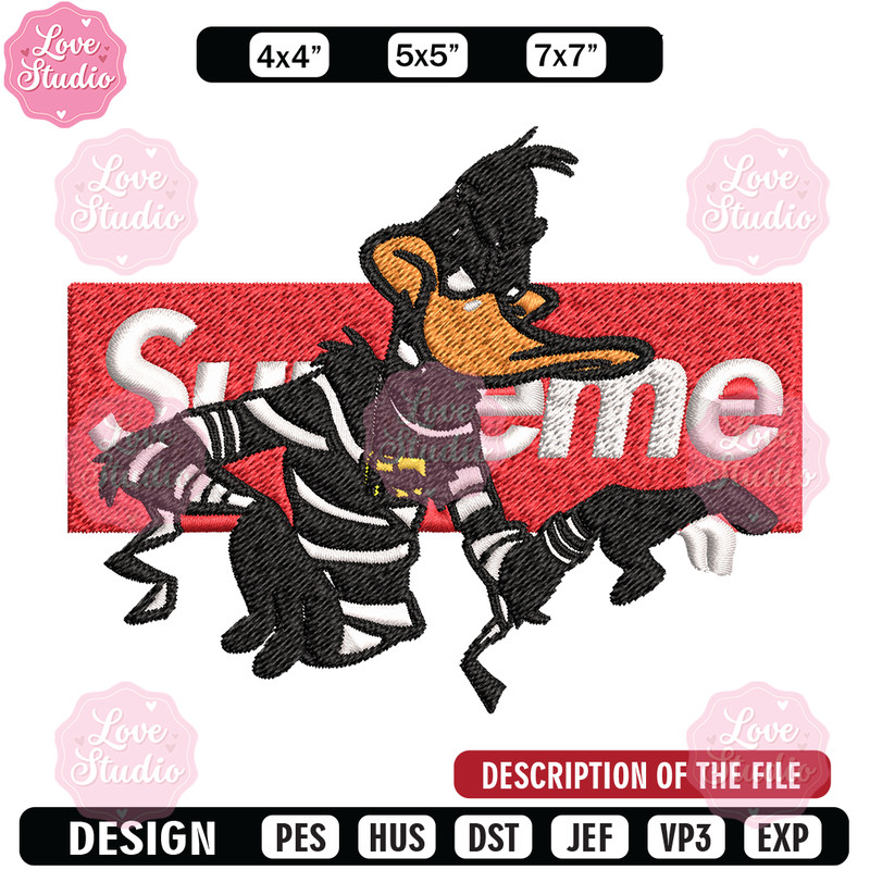 Daffy Duck Supreme Embroidery design, Daffy Duck Embroidery, cartoon design, Embroidery File, Instant download.jpg