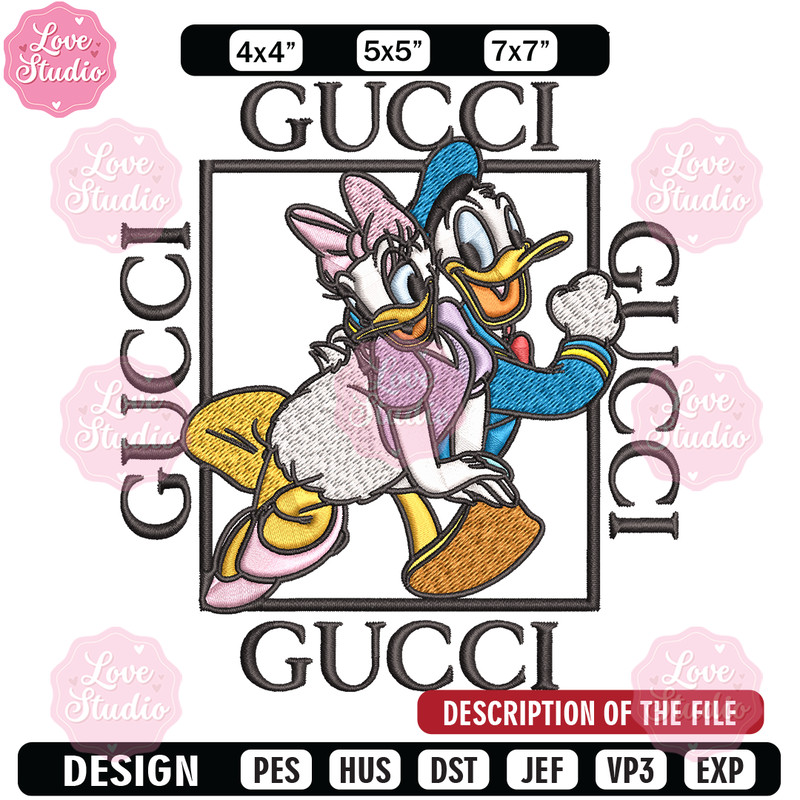 Daisy And Donald Duck Gucci Embroidery design, Disney Embroidery, cartoon design, Embroidery File, Digital download.jpg