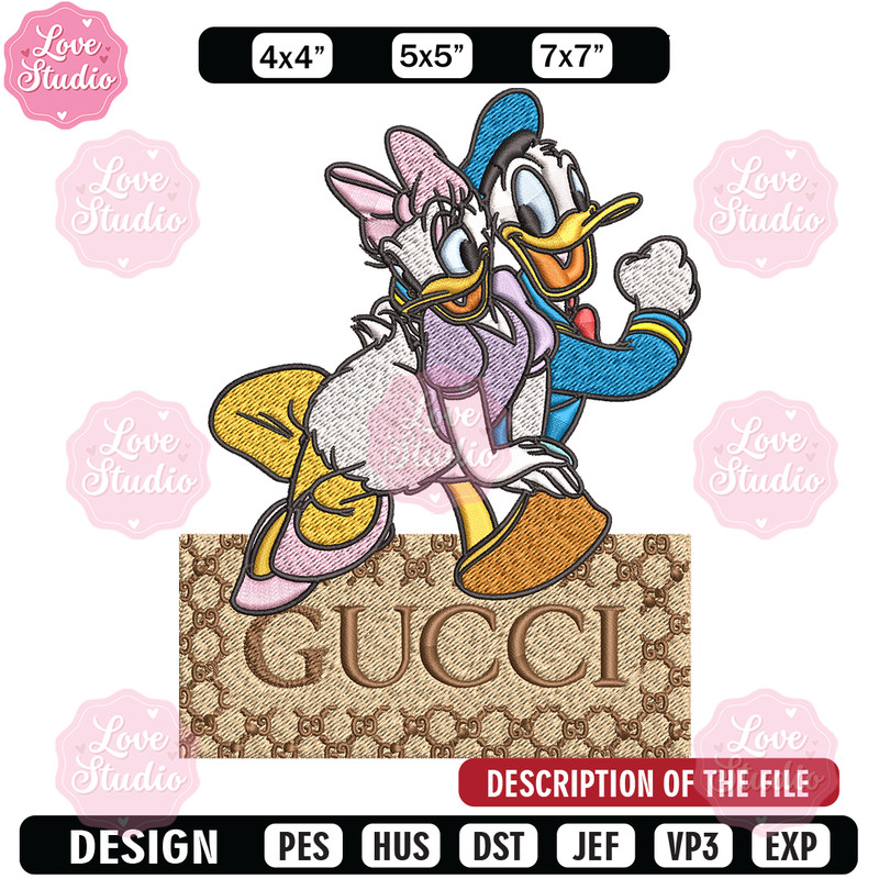 Daisy And Donald Duck Gucci Embroidery design, Disney Embroidery, cartoon design, Embroidery File, Instant download.jpg