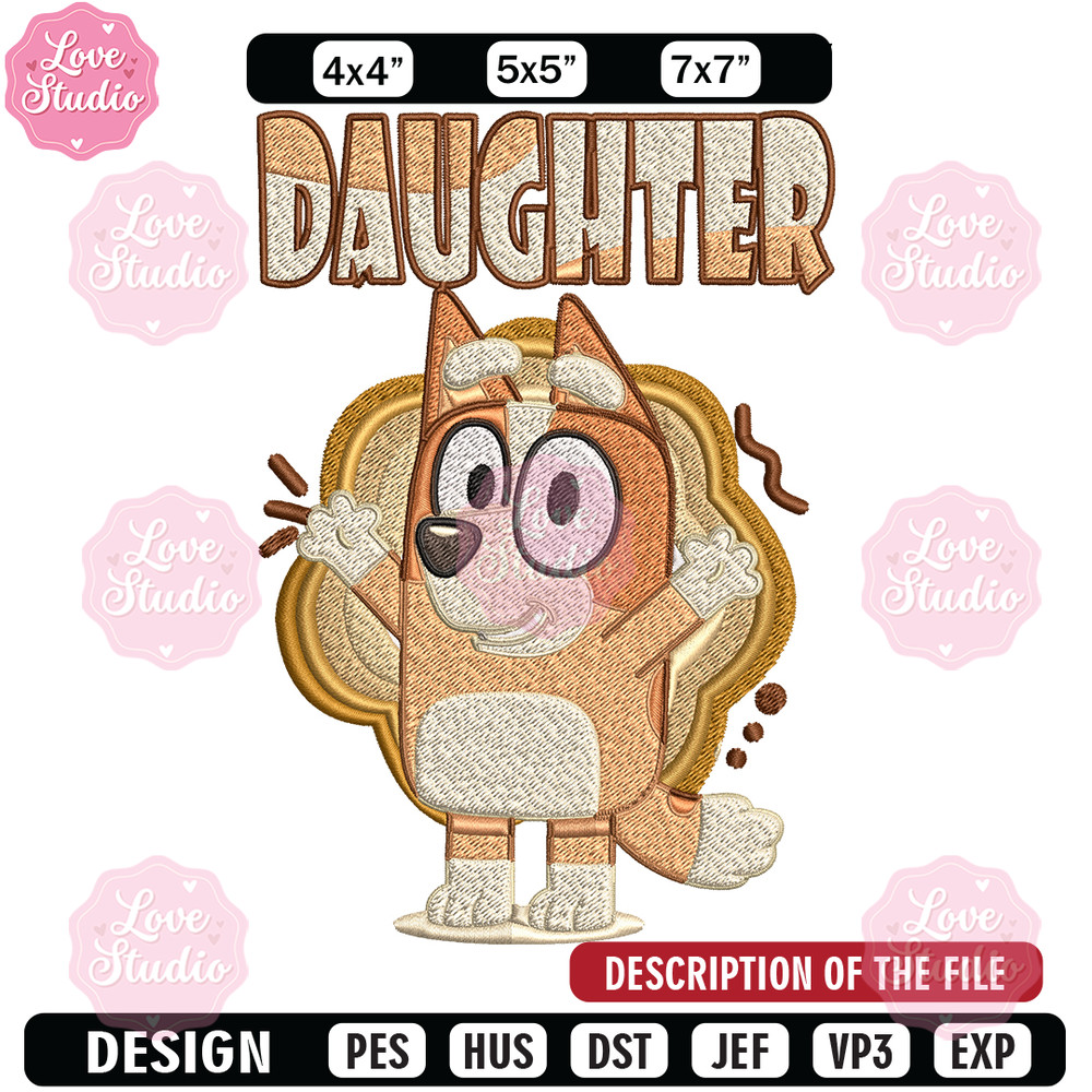 Daughter bluey Embroidery, Bluey Embroidery, cartoon Embroidery, cartoon shirt, Embroidery File, Instant download.jpg
