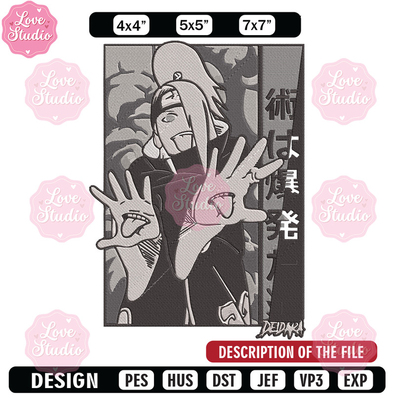 Deidara poster Embroidery Design, Naruto Embroidery, Embroidery File, Anime Embroidery, Anime shirt, Digital download.jpg