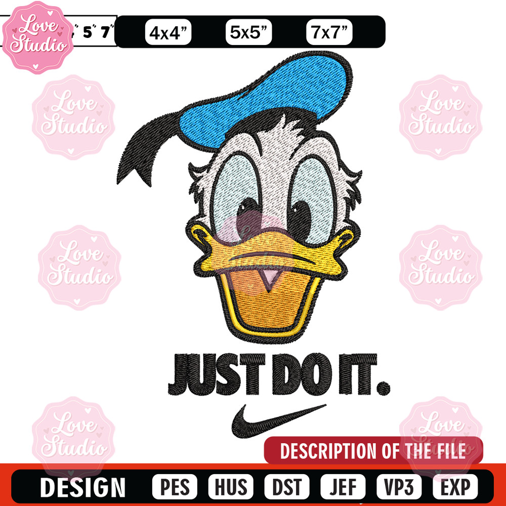 Donald Duck Nike Embroidery design, Donald Duck cartoon Embroidery, Nike design, Embroidery file, Instant download.jpg